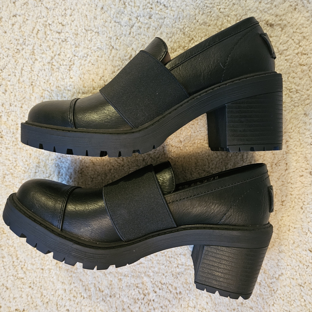 Black Women's Chunky Heel Loafers